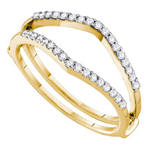 14k Yellow Gold Round Diamond Ring Guard Wrap Enhancer Wedding Band 1/4 Cttw - £360.50 GBP