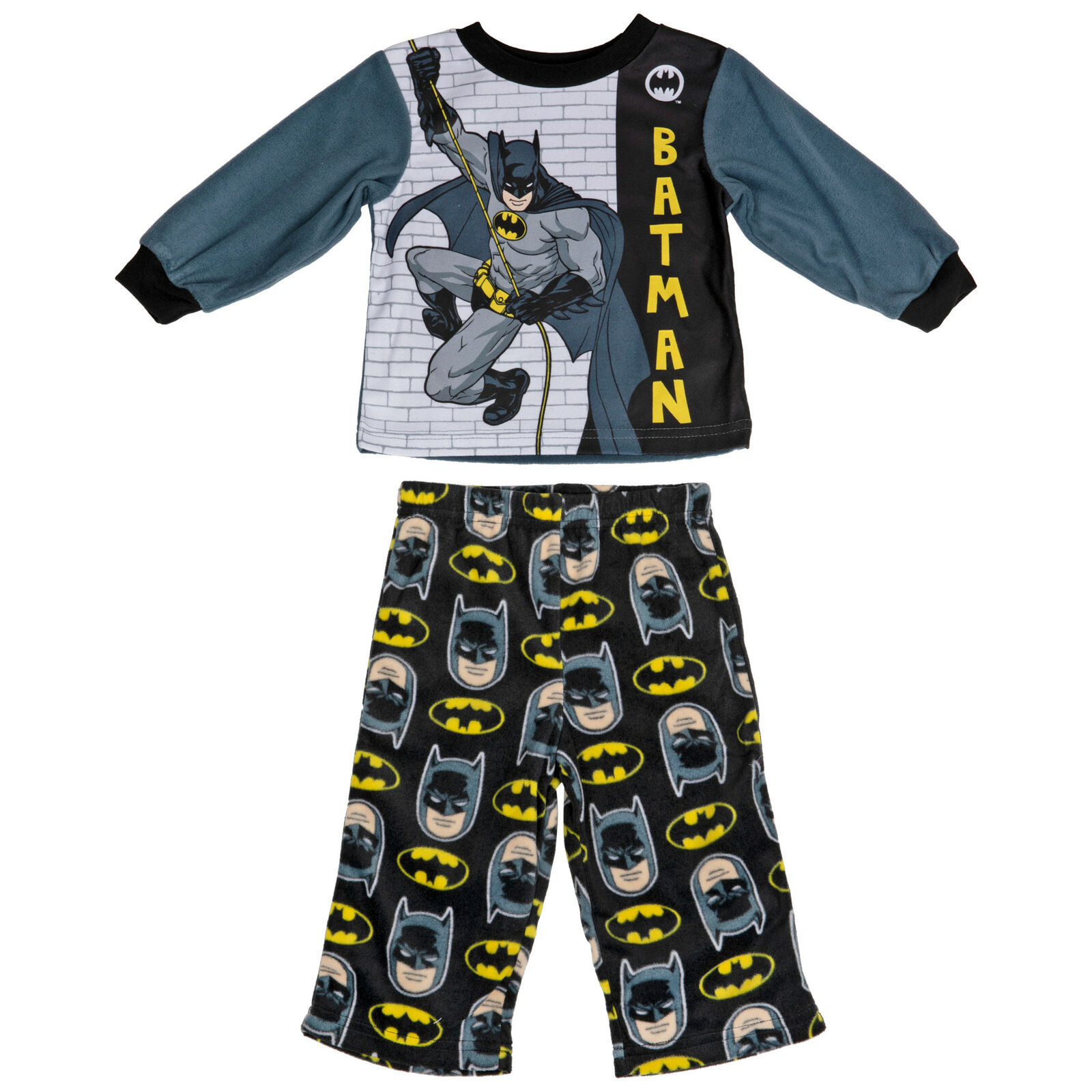 Primary image for Batman Hero Pose and All Over Heads and Symbols Infant Pajama Set Multi-Color