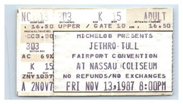 Jethro Tull Concierto Ticket Stub Noviembre 13 1987 Uniondale Nueva York - £34.97 GBP