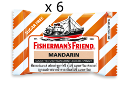 6 x Fisherman&#39;s Friend Mandarin Flavor Lozenges Sore Throat Cough Relief - £21.76 GBP