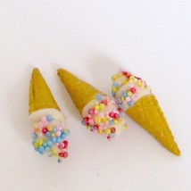 Ice Cream Cones Vanilla Set/3 Dollhouse Raindrop Miniatures  - £5.58 GBP
