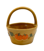Croft &amp; Barrow Fall Candy Basket Golden Yellow Orange Pumpkins Acorns Ceramic - £11.07 GBP
