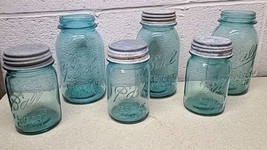 Vtg Blue Ball Perfect Mason Quart Jars Lot Of 6 W/ZINC Lids 1923-1933 - $65.35