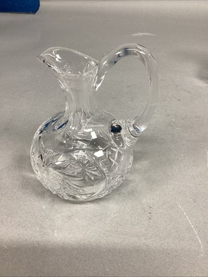 Set Of 2 Cut Glass Crystal Cruets Oil & Vinegar  W/ Stoppers Item image 3