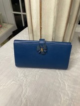 New Furla Long Snap Wallet – Blue Leather w/ Multicolor Interior, Tag At... - $2,572.48 MXN