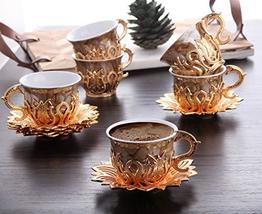LaModaHome Espresso Coffee Cups with Saucers Set of 6, Porcelain Turkish Arabic  - £50.85 GBP