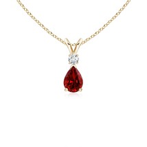 ANGARA Lab-Grown 0.44 Ct Ruby Teardrop Pendant Necklace with Diamond in 14K Gold - £578.42 GBP