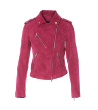 Womens Pink Suede Leather Jacket Biker Moto Size XS S M L XL XXL3XL  Cus... - £118.07 GBP