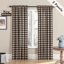 Brown, 52 X 84 Inch (2 Panels) Melodieux Buffalo Check Plaid Curtains For Living - £34.98 GBP