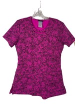 Careisma Womens Scrubtop Size XS Dark Pink Floral - $11.69