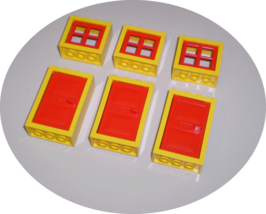 6 Used LEGO Yellow &amp; Red 2 x 4 x 3 Window &amp; 2 x 4 x 5 Door 4130 - 4131 - 4132  - £7.82 GBP