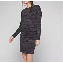 Athleta Ruched Avenues Dress Space Dye Drop Waist Long Sleeve Gray S - £15.02 GBP