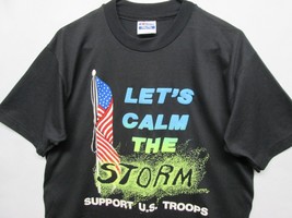 Vtg Operation Desert Lets Calm the Storm Support Troops T Shirt Sz L 90s Puffy - £25.77 GBP