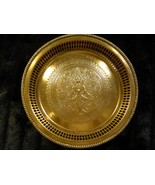 Thai Brass Tray Goddess Theppanom Design on Pedestal - $852.74 MXN