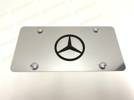 3D Blk Mercedes-Benz Star LOGO Emblem Silver Aluminum Chrome Front Licen... - £22.39 GBP