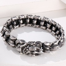 Retro Style Mens Stainless Steel Dragon Link Chain Bracelet For Men Masuline Bik - £25.77 GBP