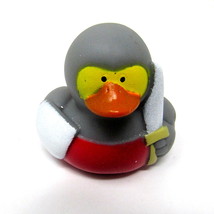 Medieval Knight Rubber Duck 2&quot; No Mask White Sword Shield Red Squirter US Seller - £6.72 GBP