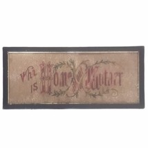 Antique Victorian Motto Embroidered Punched Paper Sampler Home Without M... - £110.80 GBP