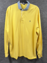 Vintage Polo Ralph Lauren Rugby Shirt Mens Large Yellow Heavy Black Pony Logo - £36.26 GBP