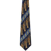 Steven Harris Men's Necktie - G Clef Notes and Trumpets - Blue - $14.80