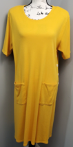 Mark, Fore &amp; Strike Shift Dress Womens L Yellow Polyester Round Neck Side Button - $37.04