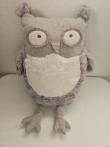 Pier 1 Imports Roxie Grey Owl Bird 16&quot; Plush Stuffed Animal Tweed Soft Pillow - £9.91 GBP