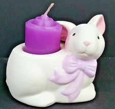 Hermitage Pottery Bunny Candle Holder With Candle 4&quot; x 3 1/2&quot; Ceramic - £12.46 GBP