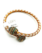 Ann Taylor Loft Simulated Braided Leather &amp; Turquoise CZ Cuff Bracelet - $14.85