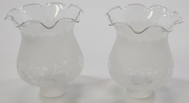 2 Replacement Frosted Clear Glass Tulip Petal Vine Fixture Lamp Shades 1-5/8&quot; - £7.90 GBP