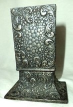 Ornate Silverplate Match Box Holder On Pedestal Embossed Curlicue Made i... - $79.19