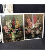 Pair Of Vintage Signed Color Print Joseph Jost Floral Still Life’s 11 3/... - £27.15 GBP