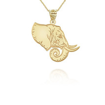 14k Solid Gold Elephant Pendant Necklace - Yellow, Rose, or White - £191.32 GBP+