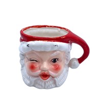 Vintage Santa Claus Ceramic Mug Winking Face Christmas Holiday Decor Cup... - $28.70