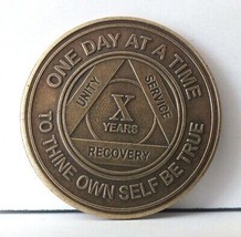 Alcoholic 10 Year Recovery-One Day Chip-Medallion Coin Medal Token  AA A... - £3.83 GBP