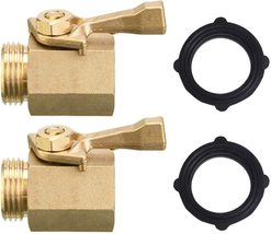 Garden Hose Shut Off Valve Brass With 2 Rubber Washers 3/4 Inch 2 Pack With Rubb - £21.66 GBP