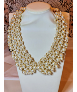 Vintage-Inspired Multi-Layered Pearl Statement Necklace - 9&quot; Length - $571.63 MXN