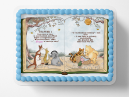 POOH BEAR BABY Shower Cake Topper Edible Image pooh bear book Nursery de... - £16.23 GBP+
