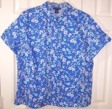 NWT Karen Scott Woman SS Blue Floral Shirt Top Blouse, 24W - £14.09 GBP