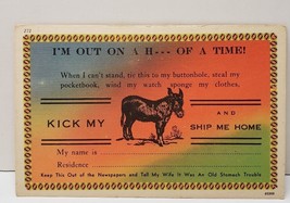 Comic Kick my @$$ and Ship me Home, Donkey Tichnor Bros Unused Vtg Postcard C9 - £13.63 GBP