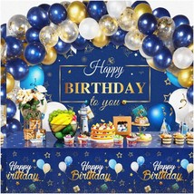 Navy Blue Blissful Birthday Bash Kit: Vibrant Confetti Balloons, Captivating Bac - £48.24 GBP