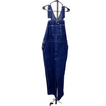 DICKIES Dark Wash Indigo Blue Denim Bib Overalls 44x30 carpenter - £34.02 GBP