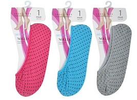 Nollia Women&#39;s Shoe Liner 3 Pair Pink Blue &amp; Gray With Dots Shoe Size 6-10 NEW - £12.08 GBP