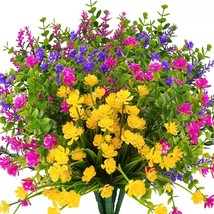12 Bundles Of Klemoo Outdoor Artificial Fake Flowers Uv Resistant No Fade - £27.15 GBP