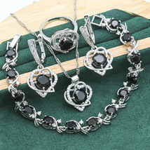 Heart Shaped 925 Silver Jewelry Sets For Women Birthday White Topaz Bracelet Ear - £23.52 GBP