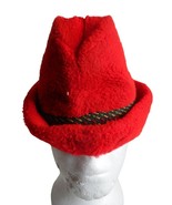 Vintage Bright red Tyrolean / alpine Fedora like style hat w/ ear flaps #1 - $368.38 MXN