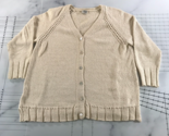 Margaret O&#39;Leary V Neck Sweater Womens Extra Large Beige Button Down Kni... - $27.80