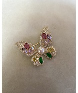 8.5–9mm Japanese Sakura Pink Koshimono Akoya Pearl Butterfly Brooch Scarf Clip - $125.00