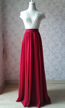 RED Chiffon Maxi Skirt Womens Full Long Chiffon Summer Wedding Bridesmaid Skirt image 2
