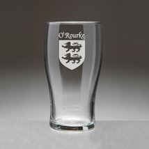 O&#39;Rourke Irish Coat of Arms Tavern Glasses - Set of 4 (Sand Etched) - £54.35 GBP