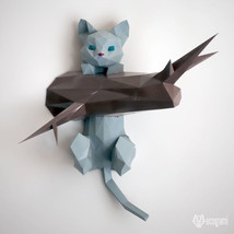 Cat on a branch papercraft template - £7.99 GBP